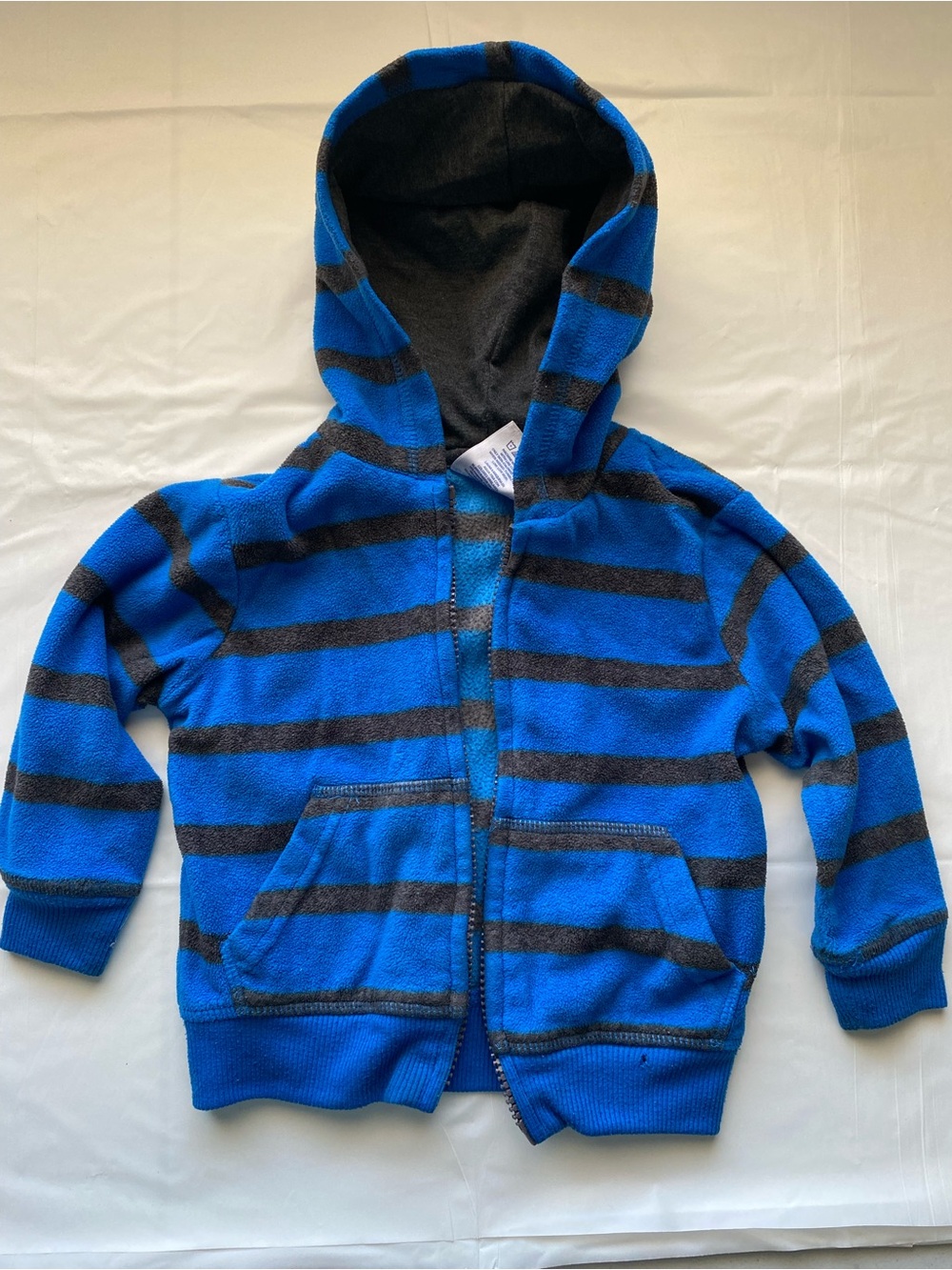 Garanimals Blue & Grey Striped Fleece Zip-Up Hoodie 18M
